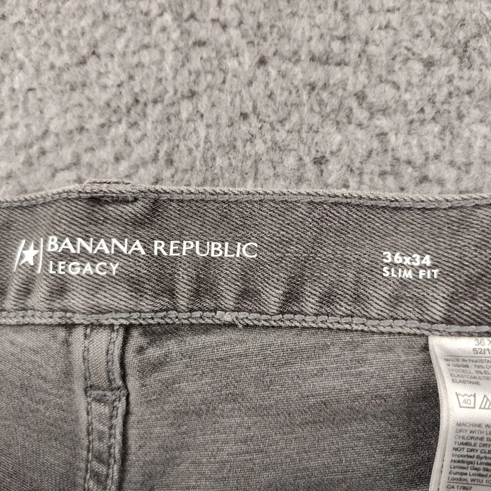 Banana Republic Legacy Jeans Mens 36x34 Slim Stone Gray Stretch EUC